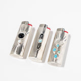 Silver Ripple Lighter Case with Turquoise