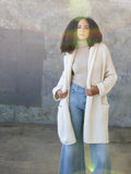 Parker Sweater Coat in Cream styled with oatmeal turtleneck