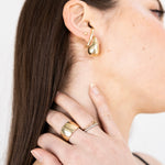 14K Hailey Earrings on model 