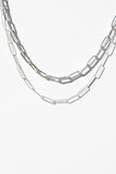 Sterling Silver Faceted Paperclip Necklace