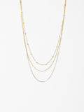 14K Solid Gold Ultra Dainty Paperclip Necklace stacked with other chains