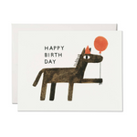 Balloon Wishes Birthday Card with a horse holding a red baloon