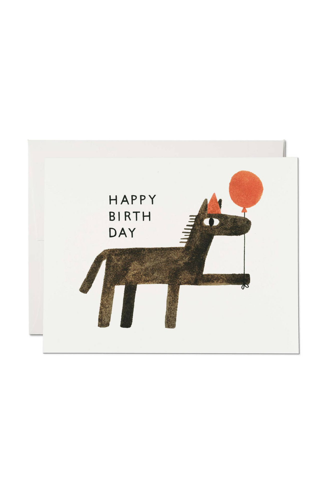Balloon Wishes Birthday Card with a horse holding a red baloon