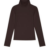 flat lay view of brown turtleneck