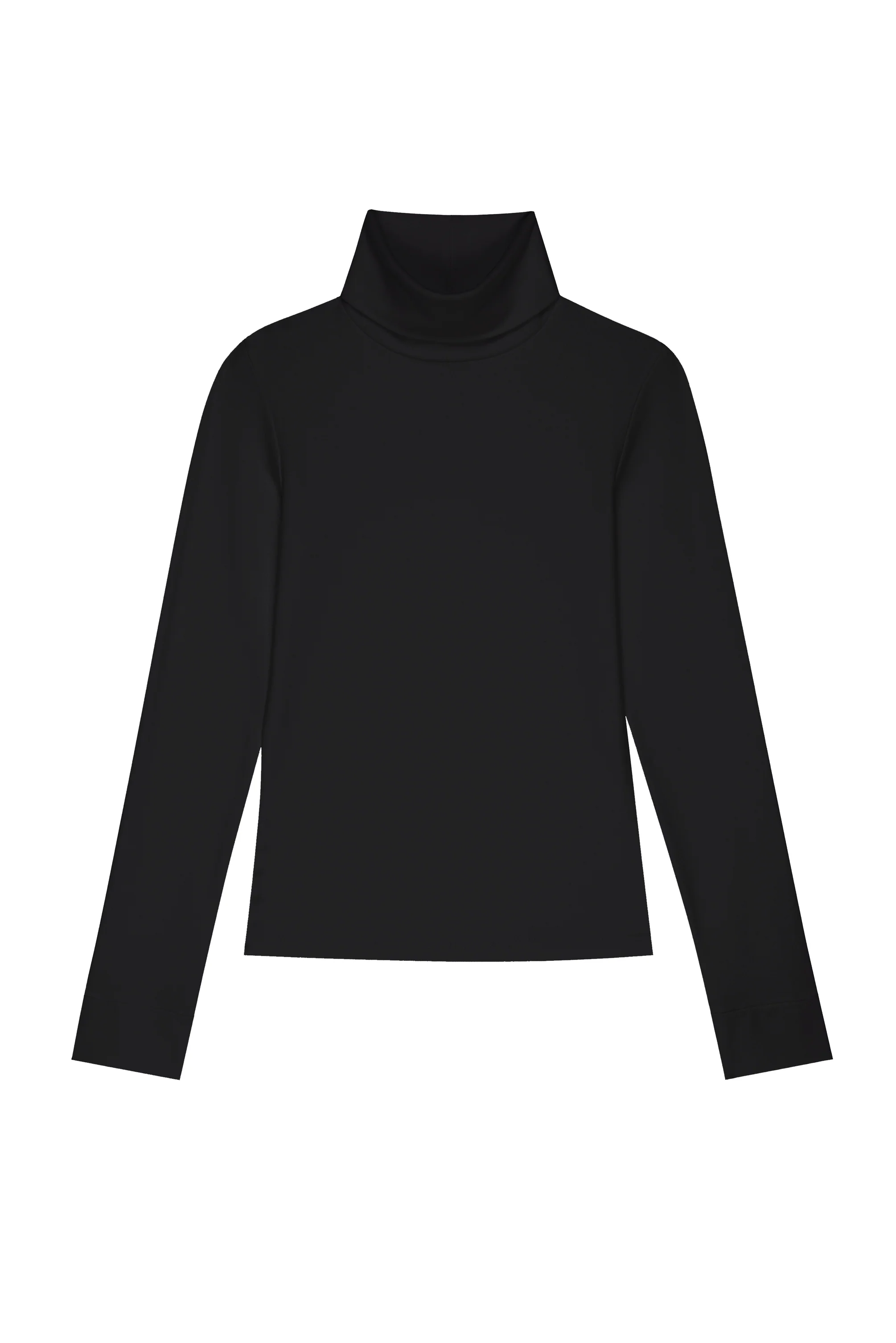 flat lay view of black turtleneck 