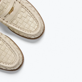 Elba Penny Loafer - Vanilla Woven Calf with Hardware view of top toe area