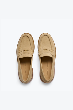 Elba Penny Loafer - Stucco Suede with Hardware