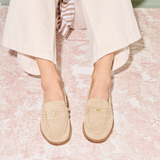Elba Penny Loafer - Stucco Suede with Hardware