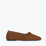 Jada Woven Suede Flats - Toffee side view of inside of shoe 