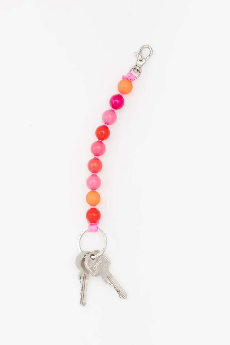 Large Beaded Keychain - Pink Mix