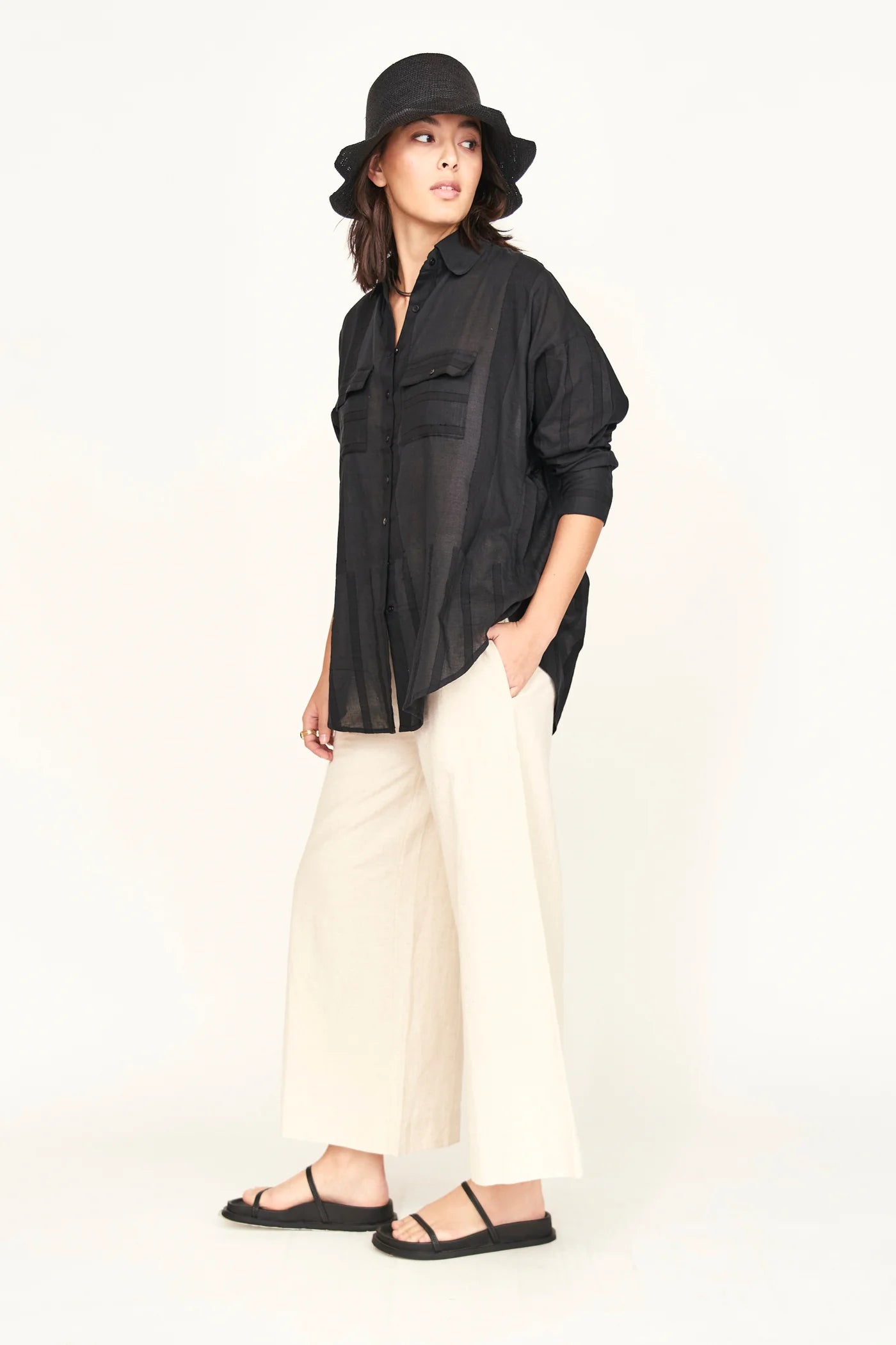Kyoto Shirt - Black styled on model 