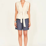 Rouen Vest - Oat Fossil belted and styled