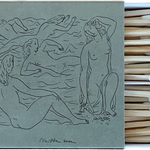 Matches with artistic design of nude figures on the lid