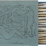 Matches with artistic design of nude figures on the lid