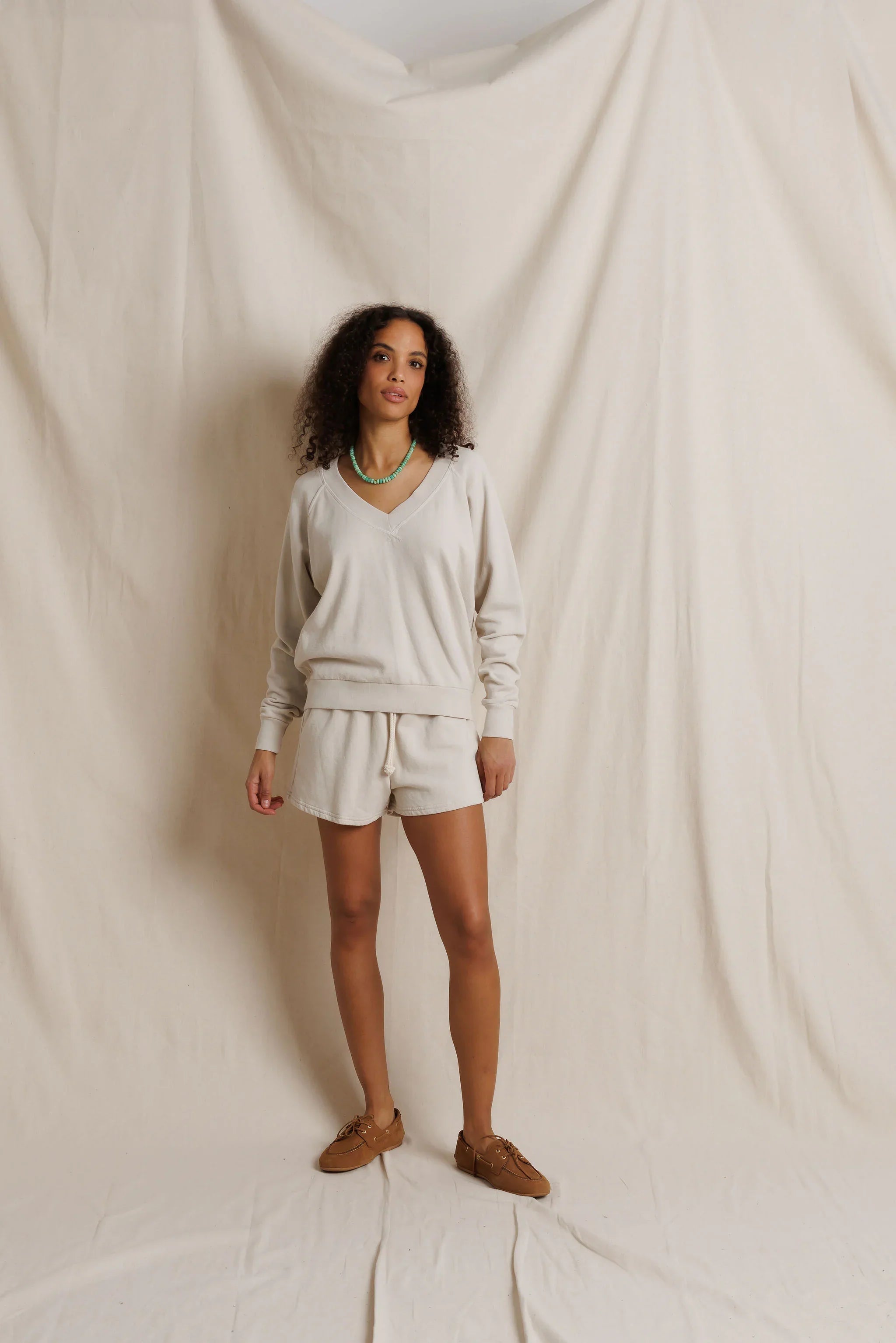 Layla French Terry Sweat Short - Whitecap Grey