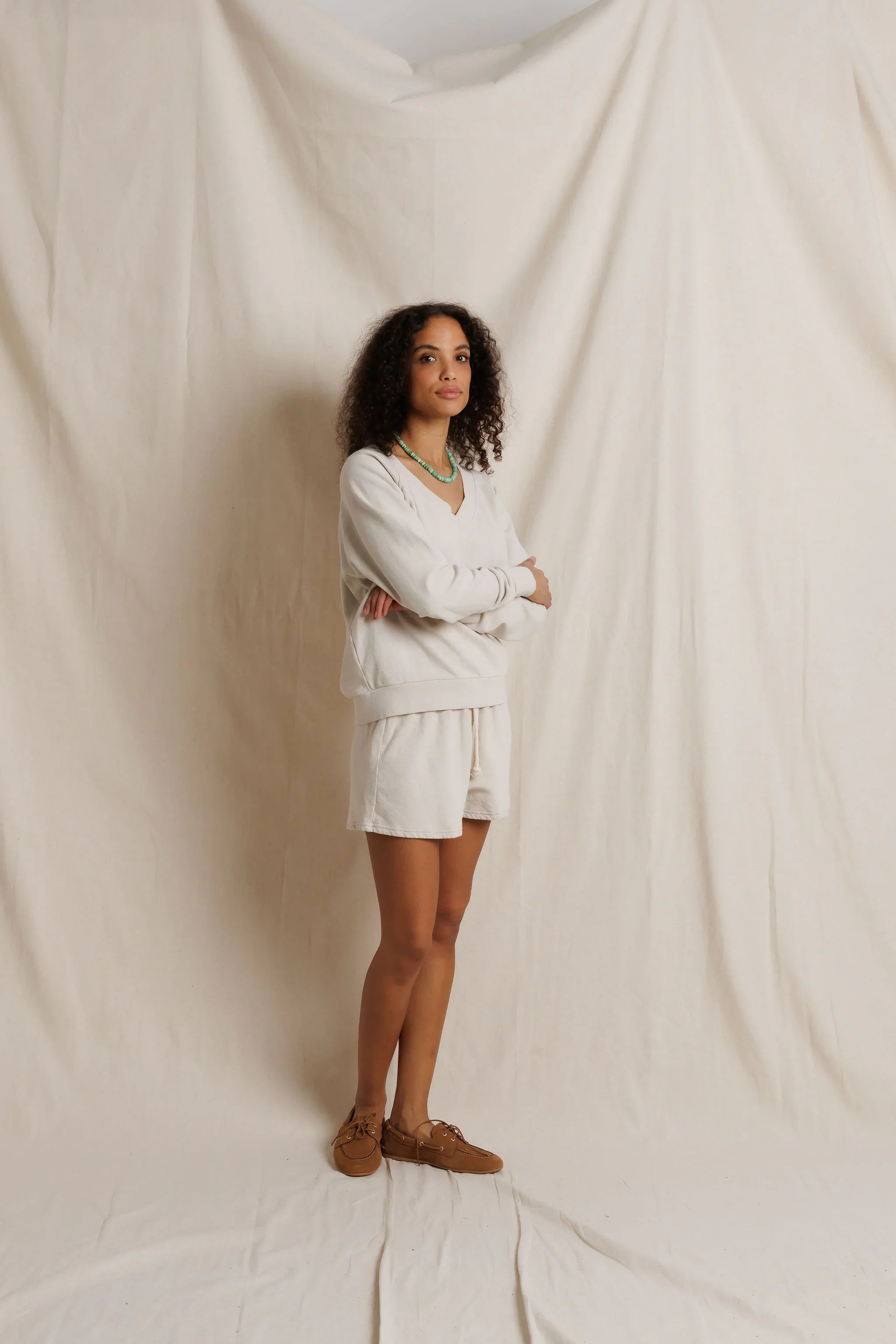 Layla French Terry Sweat Short - Whitecap Grey
