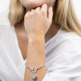 Sterling Silver Rolo Toggle + Heart Chain Bracelet