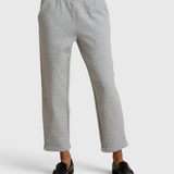 Perfect White Tee Sutton Pant in Heather Grey — front view, elastic waist and side pocket detail