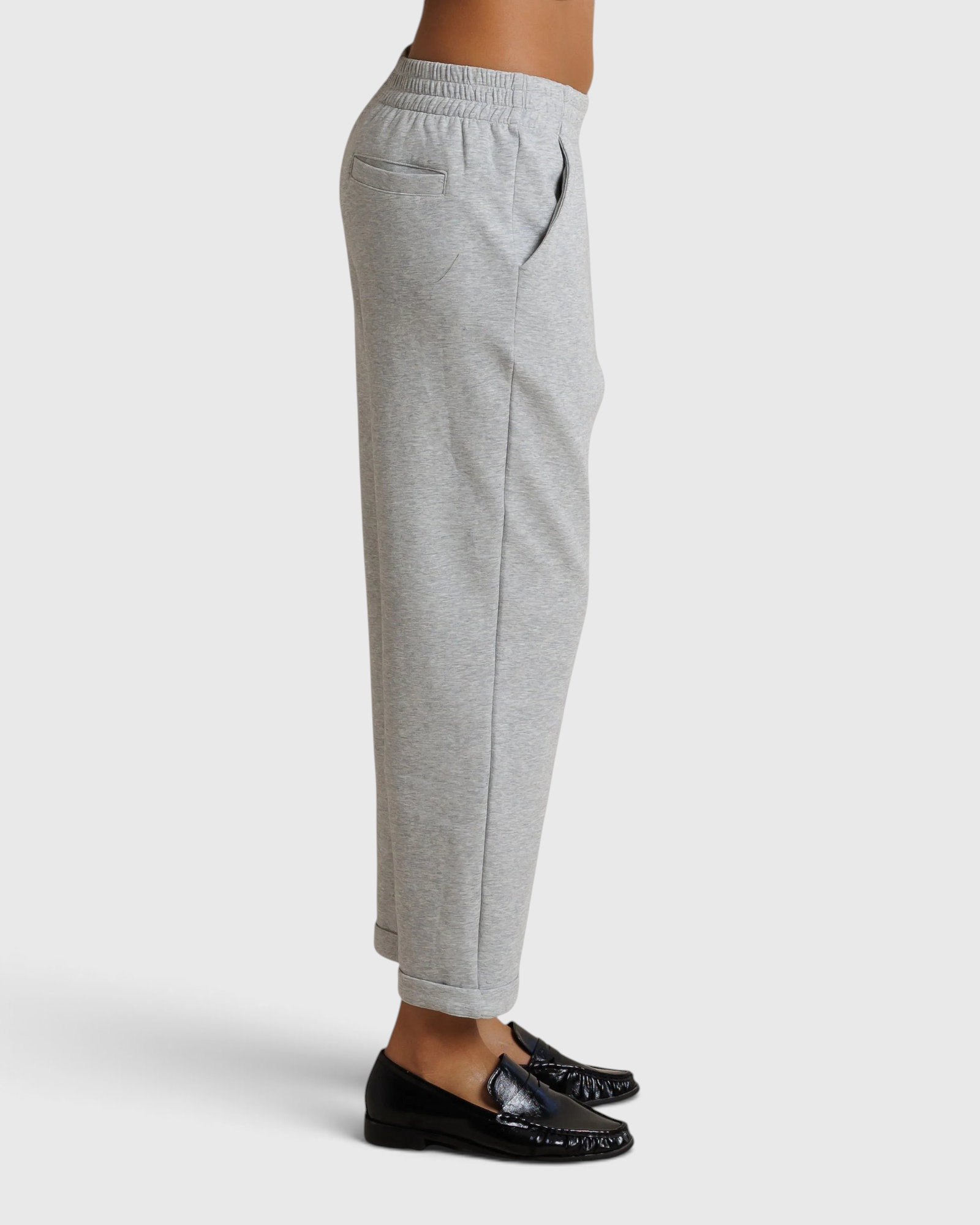 Perfect White Tee Sutton Pant in Heather Grey — side view
