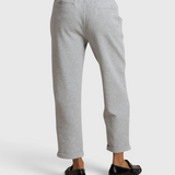 Perfect White Tee Sutton Pant in Heather Grey — back view, welt pocket detail