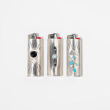Silver Cloud Lighter Case with Turquoise