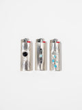 Silver Cloud Lighter Case with Turquoise