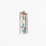 Silver Cloud Lighter Case with Turquoise