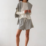 Stripe Eco Terry Short - Heather Grey