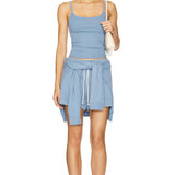 Stripe Eco Terry Short - Cornflower