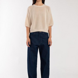 Zoomed out view of Mesh Tee - Cream