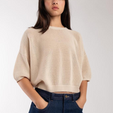 Close up view of Mesh Tee - Cream