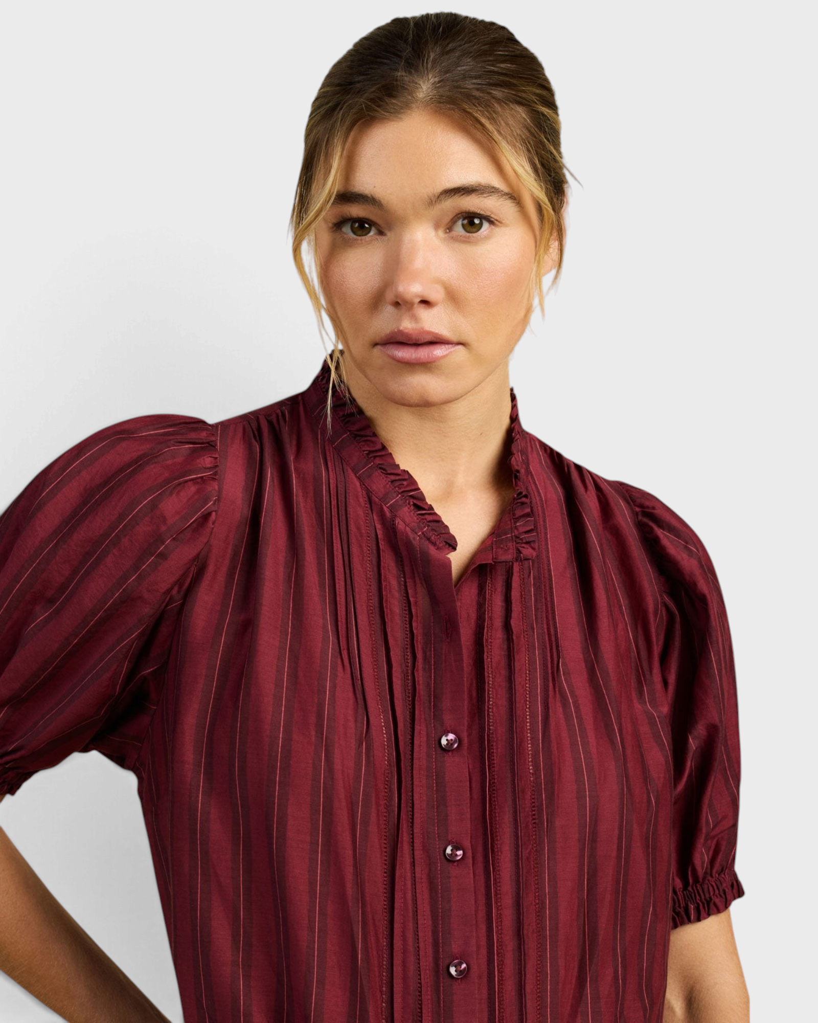 Trovata Mira Blouse in garnet stripe