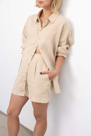 Cecile Oversized Linen Shirt - Beige