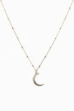 Crescent moon pendant on the 14K Yellow & White Gold Station Chain