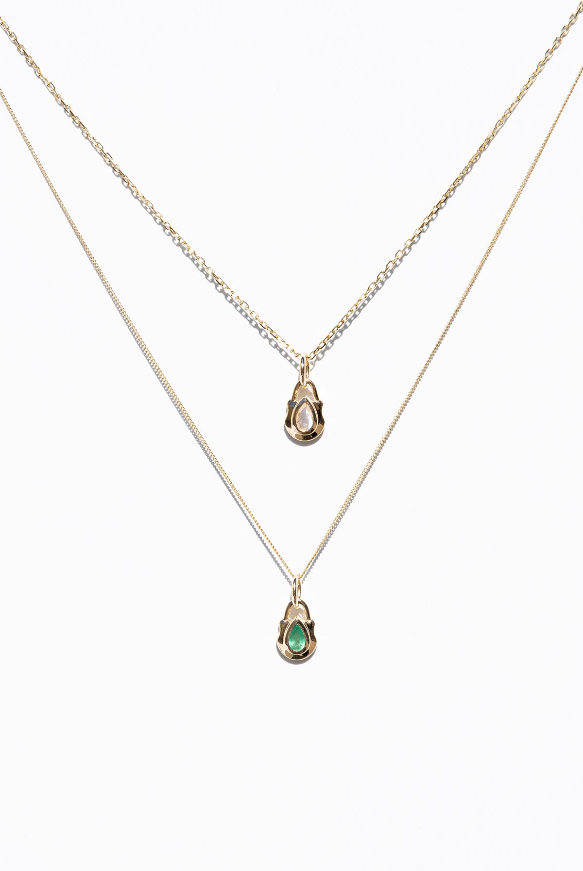 Image of Moonstone and Sapphire 14K Bezel Locket Charm