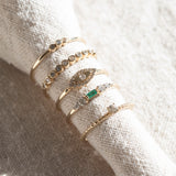 14K Solid Gold Baguette Gemstone Skinny Rings
