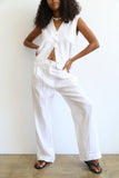 Linen Pleated Pant in Powder
