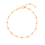 14K Enamel Bead Piatto Chain Bracelet baby pink