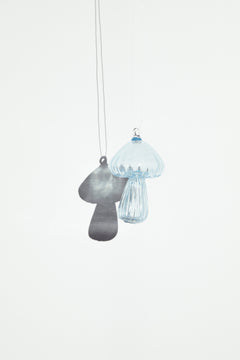 Handblown Mushroom Suncatcher in light blue