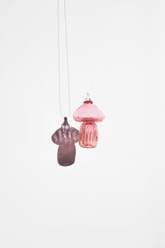 Handblown Mushroom Suncatcher in rose
