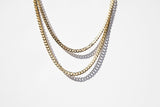 Layered Gold Plated Curb Chain Necklace 6mm