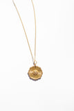 14K Solid Gold Sun Medallion with chain
