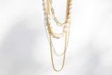Gold Plated Delicate Paperclip Chain Necklace with bold paper clip, braided chains, and pearl necklace