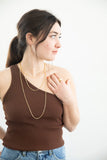 Gold Plated Delicate Paperclip Chain Necklace on model