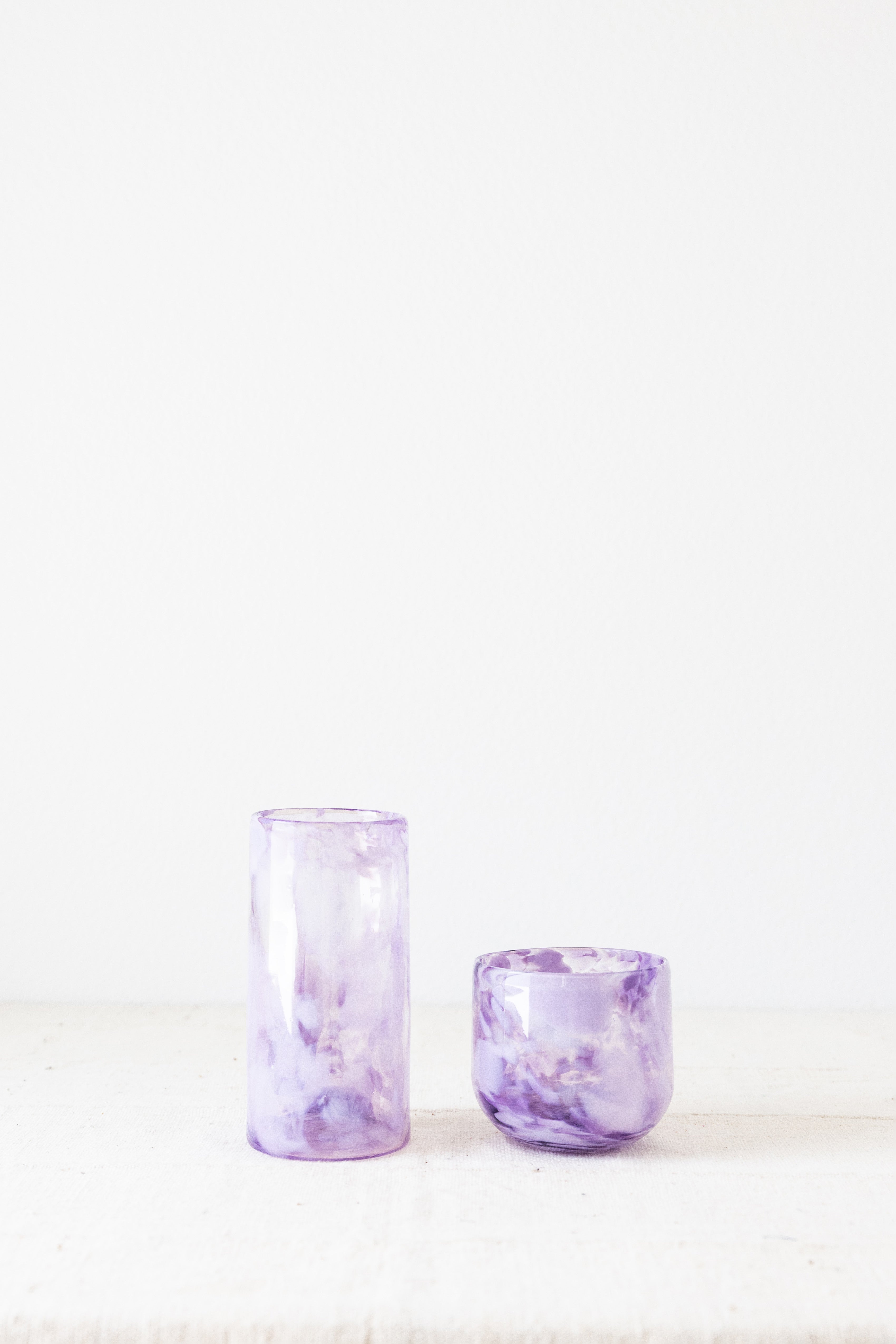 Marbled Handblown Drinking Glasses in Lavender
