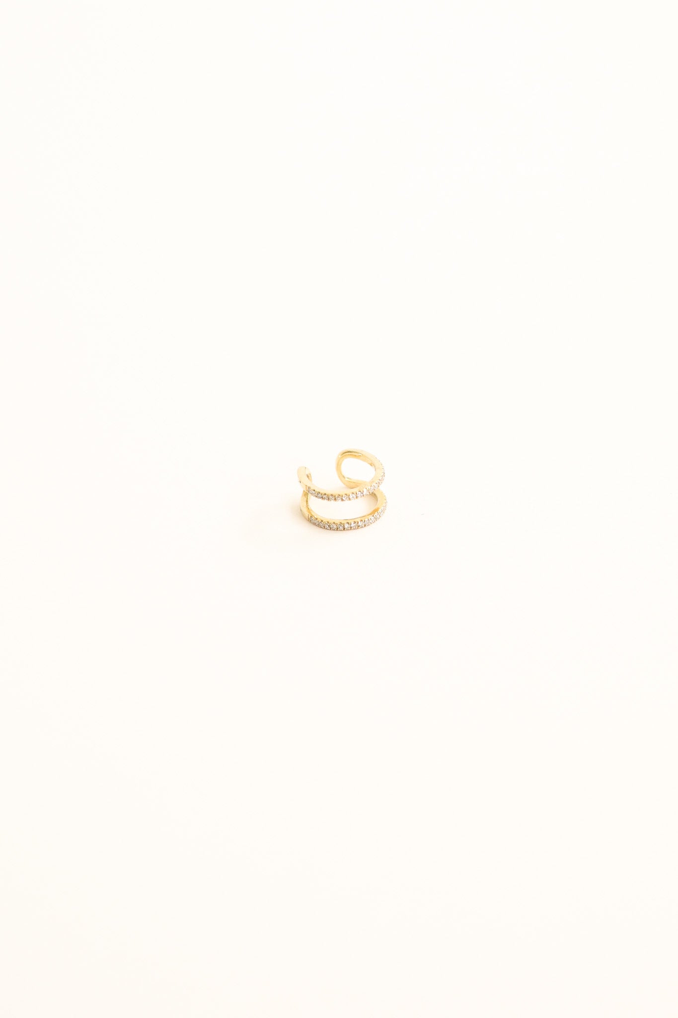 Open pave 14K Solid Gold Ear Cuff